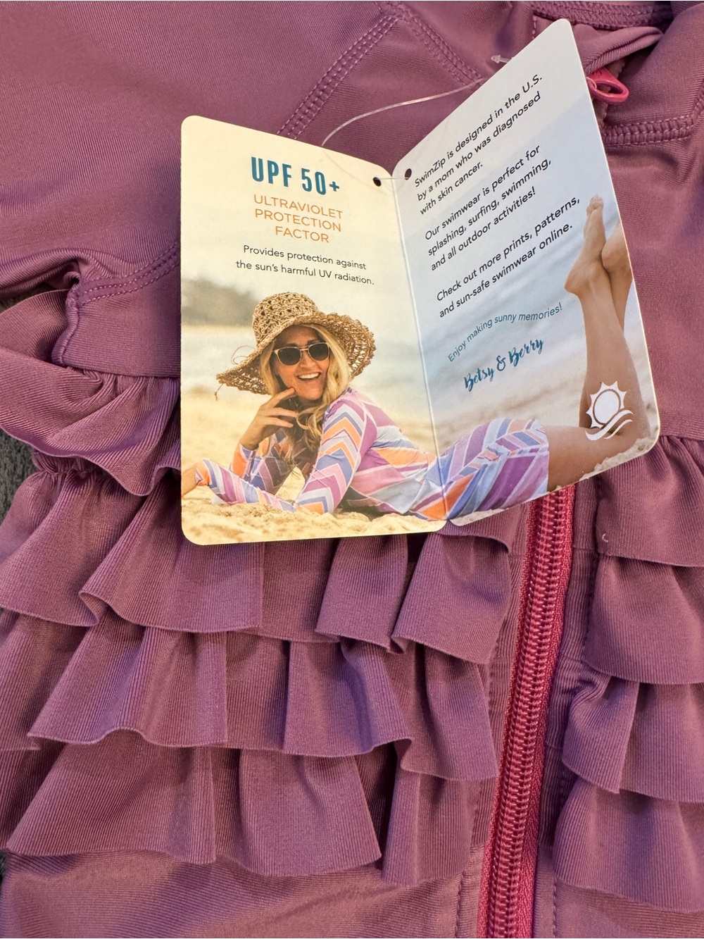 Brand New Ruffle Rash Guard Two-Piece Swim Set - Purple - Picture 3 of 10